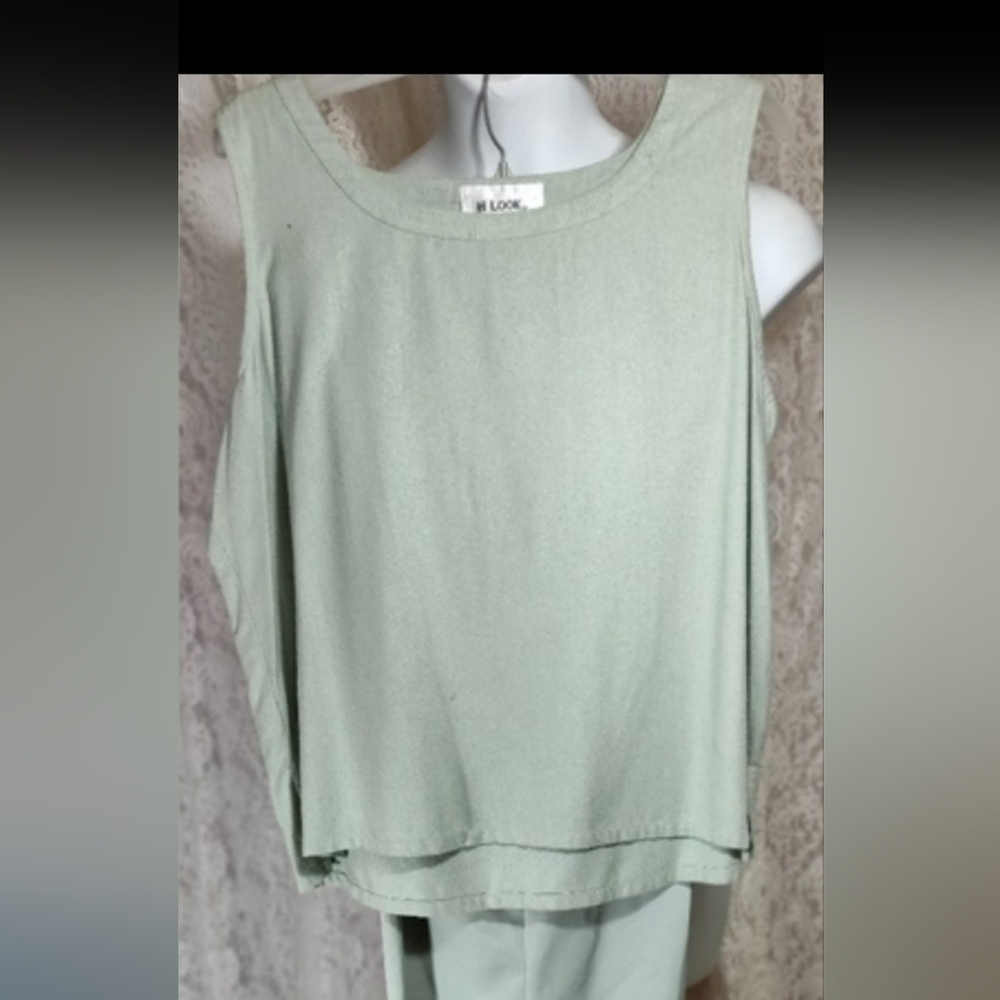 H Look Lite Green Dry Silk Top Nwot Sz L
